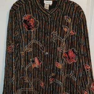 Coldwater Creek Velvet Embroidered Jacket